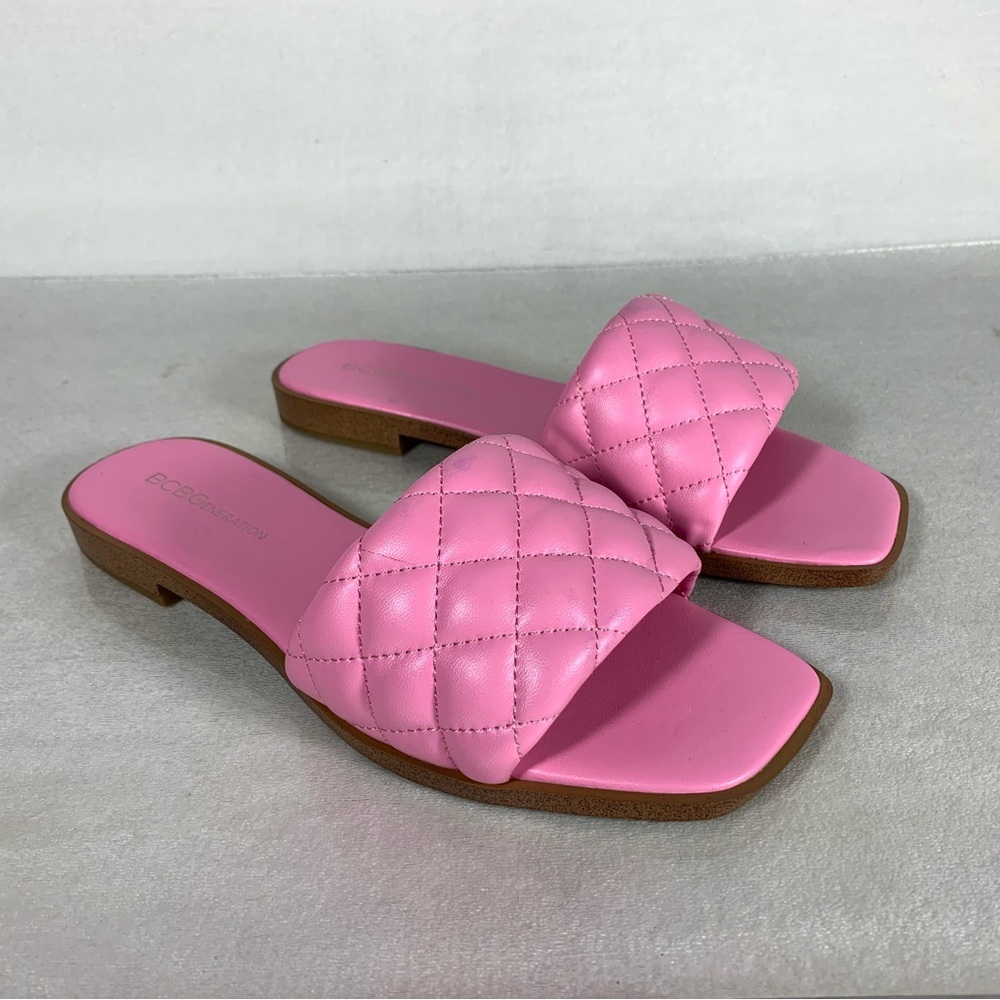 NEW The BCBGeneration Women’s Laila Square Toe Slip on Sandal in Pink Size 7.5M